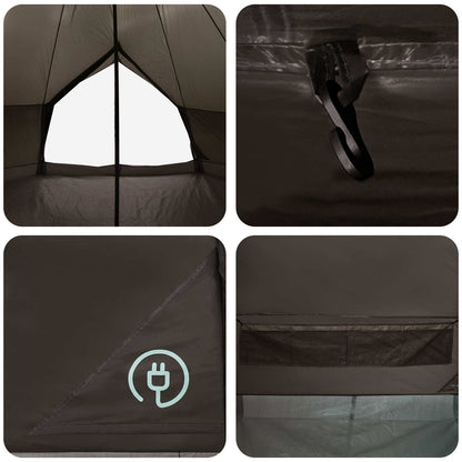 vidaXL Tipi Tent Brown Grey 400 x 400 x 250 cm Polyester and Steel