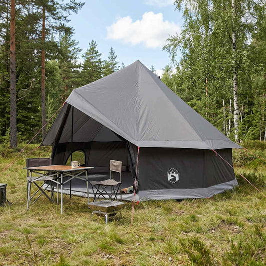 vidaXL Tipi Tent 8-Person Brown Grey Polyester and Steel