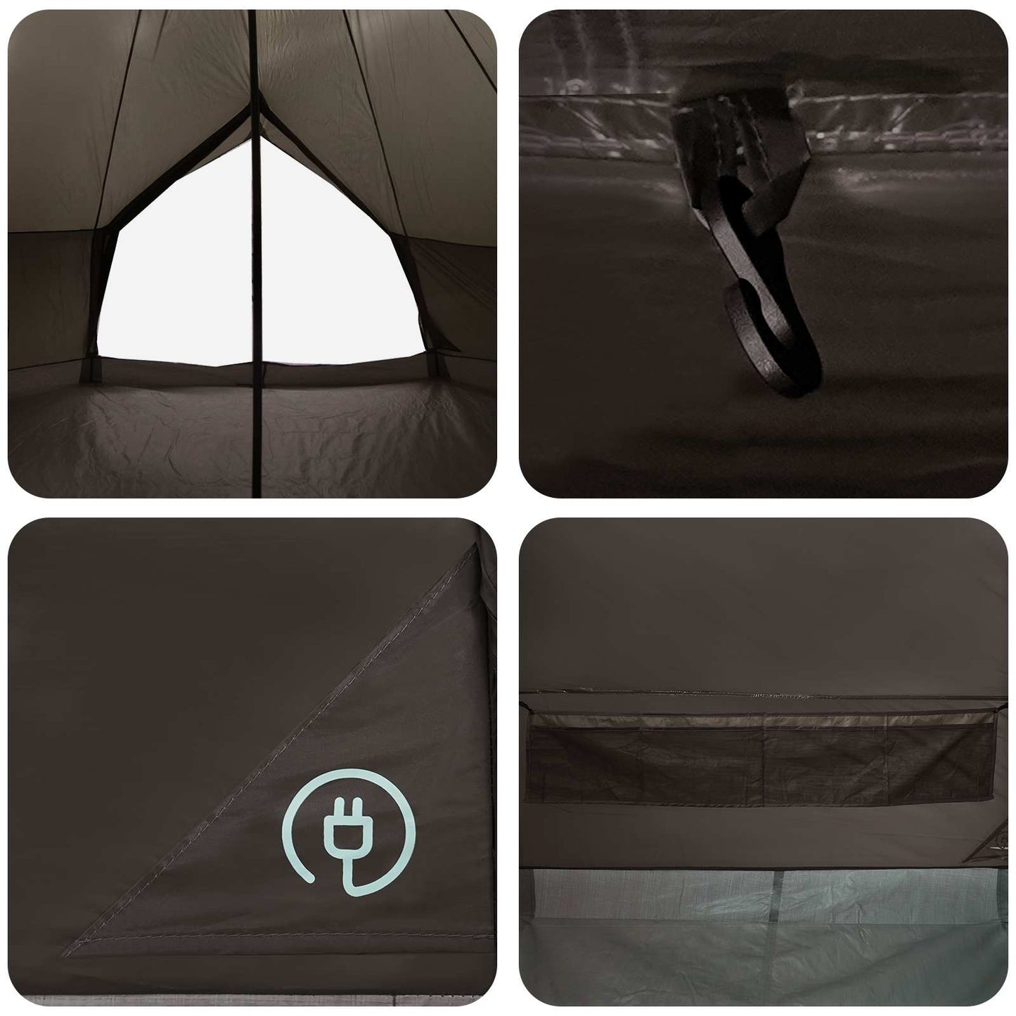 vidaXL Tipi Tent Brown Grey 600 x 600 x 350 cm Polyester and Steel