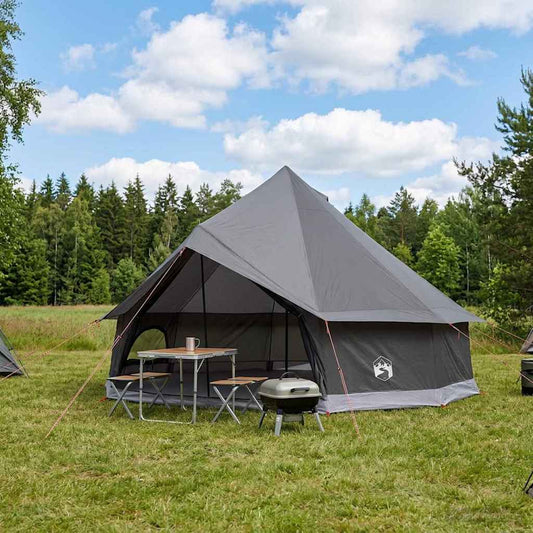 vidaXL Tipi Tent 12-Person Brown Grey Polyester and Steel