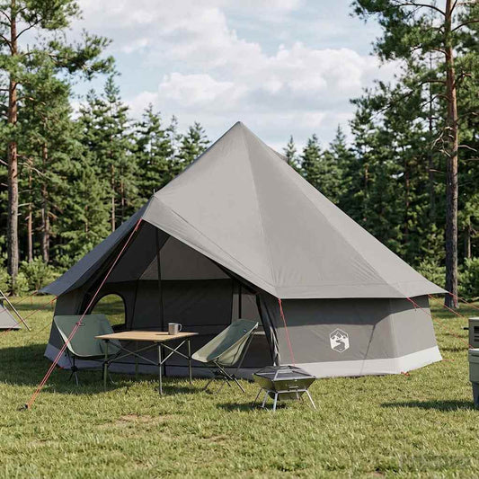 vidaXL Tipi Tent 10-Person Brown Grey Polyester and Steel