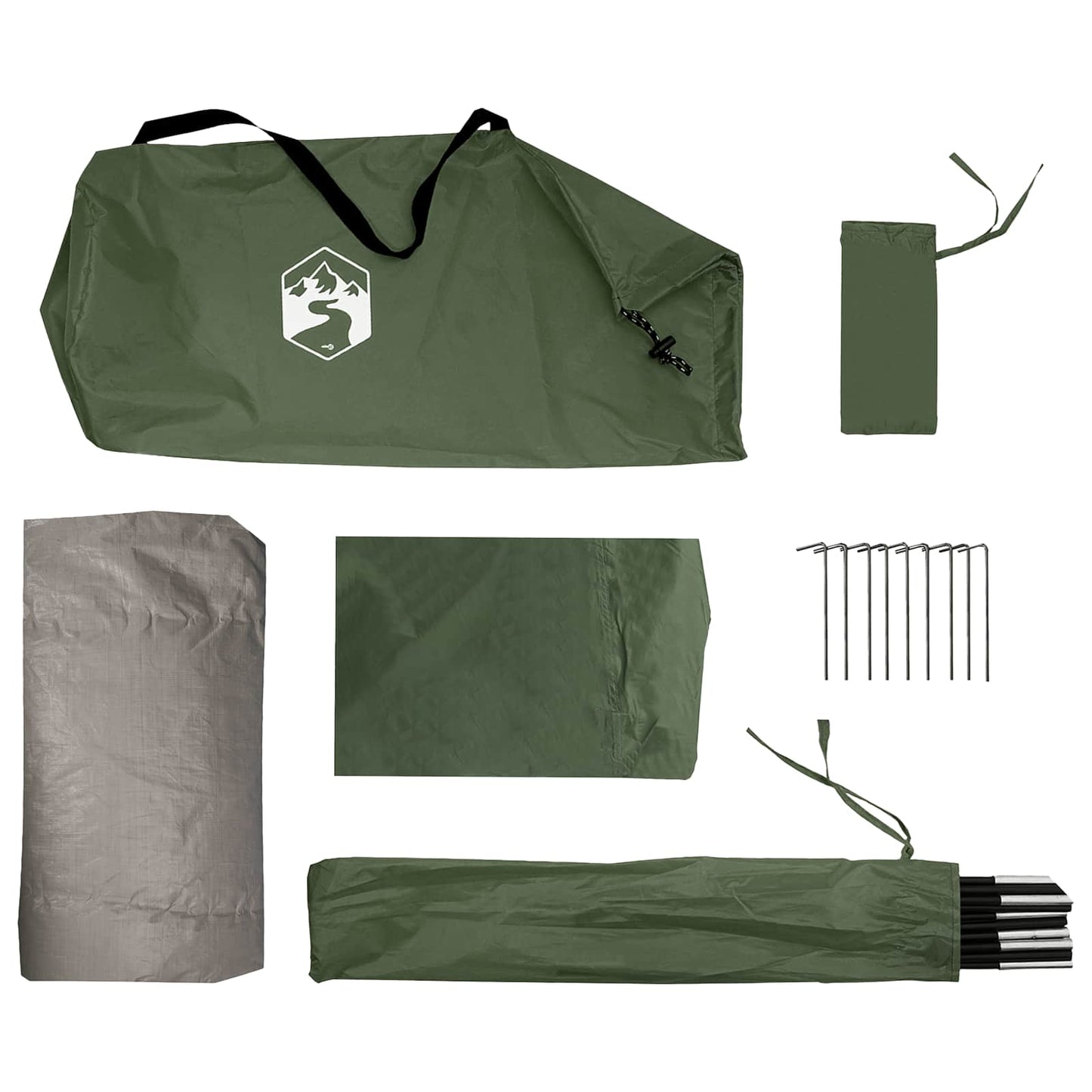 vidaXL Tunnel Tent Olive Green 215 x 100 x 90 cm Polyester and Steel