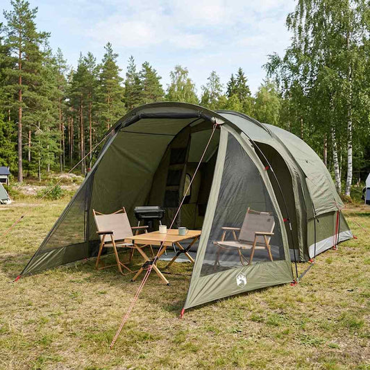 vidaXL Cabin Tent 4-Person Olive Green Polyester and Steel