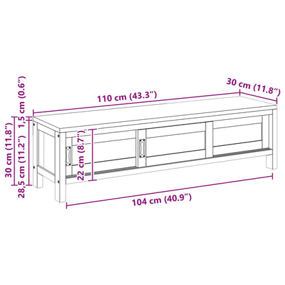 vidaXL TV Cabinet 110 x 30 x 30 cm Solid Teak Wood Natural