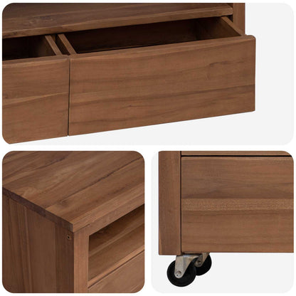 vidaXL TV Cabinet 110 x 30 x 40 cm Natural Solid Teak Wood
