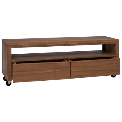 vidaXL TV Cabinet 110 x 30 x 40 cm Natural Solid Teak Wood
