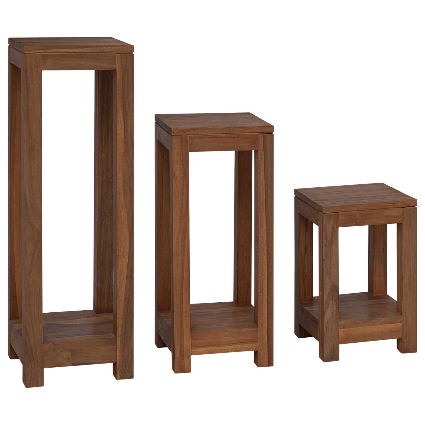 vidaXL Plant Stand 3 pcs Natural 25 x 25 x 80 cm Solid Teak Wood