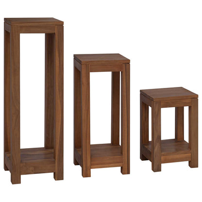 vidaXL Plant Stand 3 pcs Natural 25 x 25 x 80 cm Solid Teak Wood