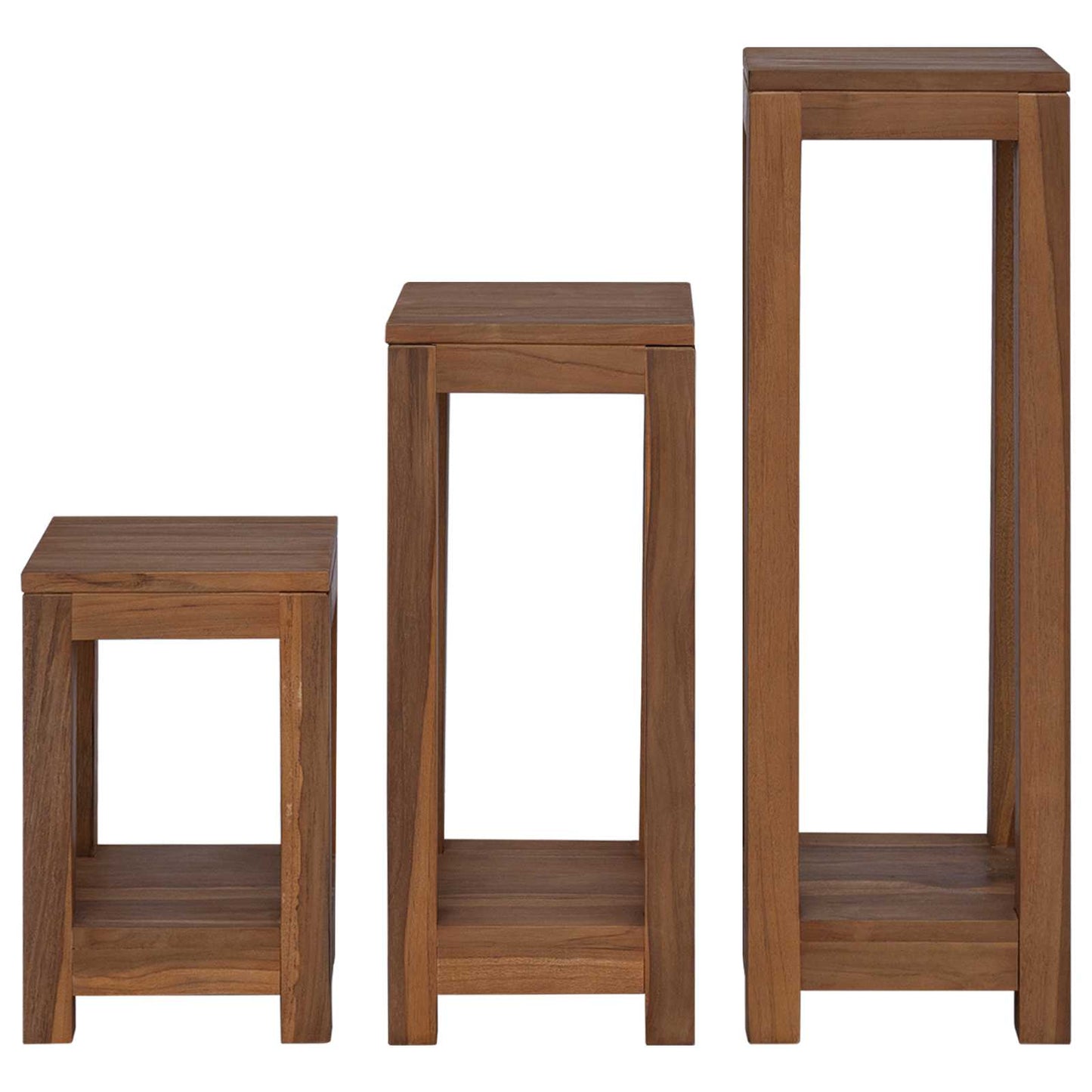 vidaXL Plant Stand 3 pcs Natural 25 x 25 x 80 cm Solid Teak Wood