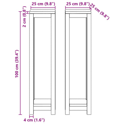 vidaXL Plant Stand 2 pcs Natural 25 x 25 x 100 cm Solid Teak Wood