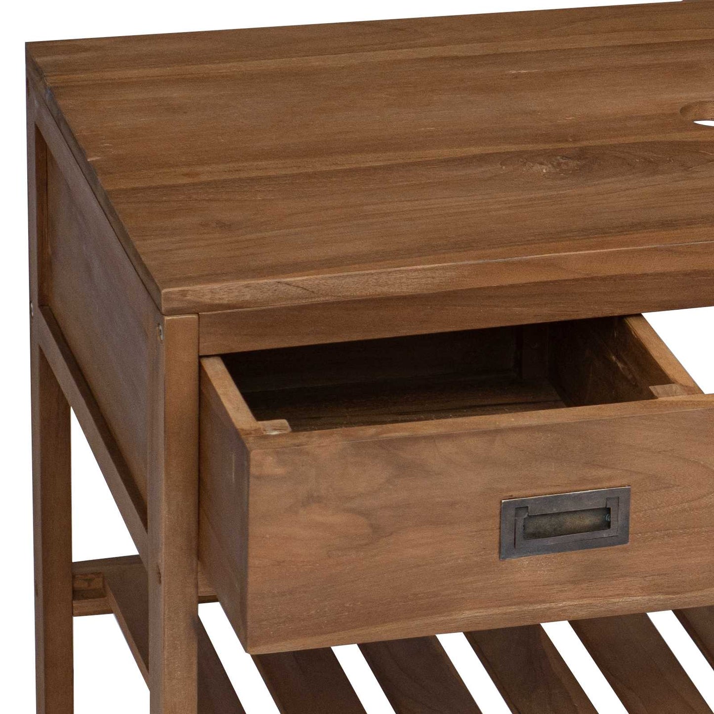 vidaXL Bathroom Cabinet Natural 90 x 45 x 75 cm Solid Teak Wood