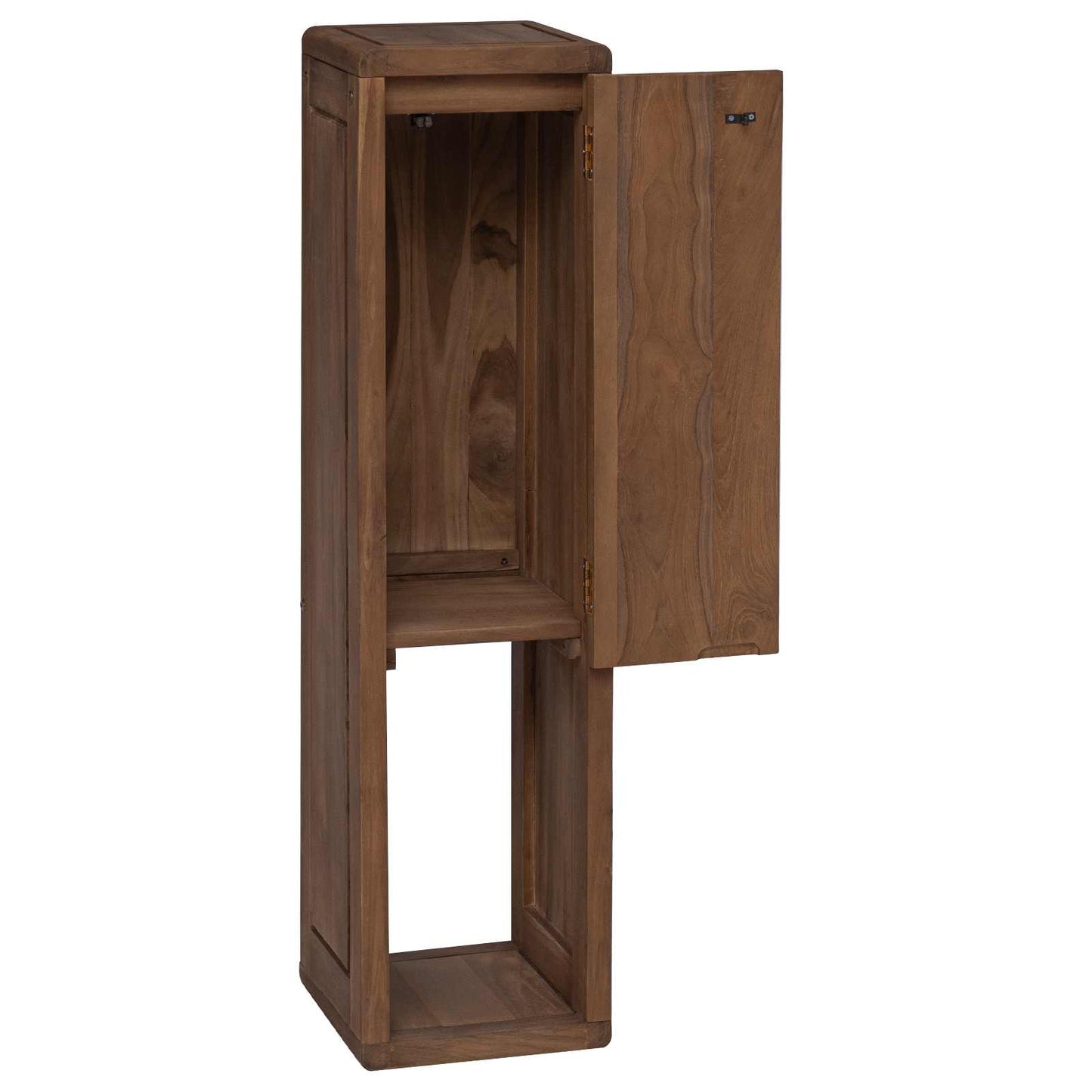 vidaXL Bathroom Side Cabinet Natural 25 x 25 x 100 cm Solid Teak Wood