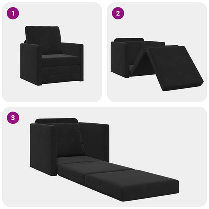 vidaXL Folding Sofa Bed Black 74 x 77 x 81 cm Velvet