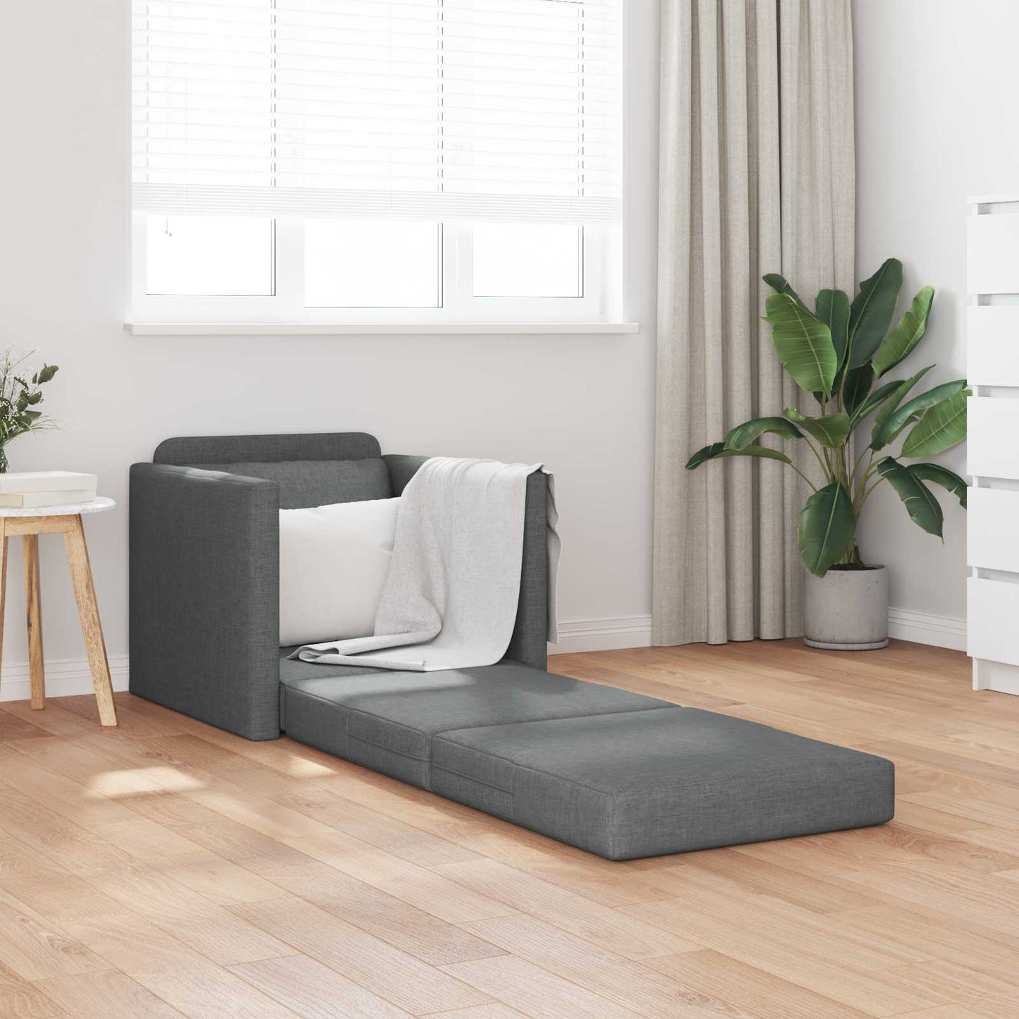 vidaXL Folding Sofa Bed Dark Grey 74 x 77 x 81 cm Fabric