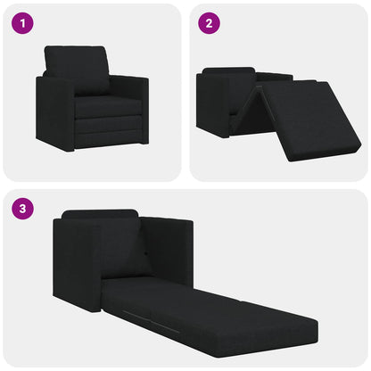 vidaXL Folding Sofa Bed Black 74 x 77 x 81 cm Fabric