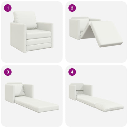 vidaXL Folding Sofa Bed White 74 x 77 x 81 cm PVC