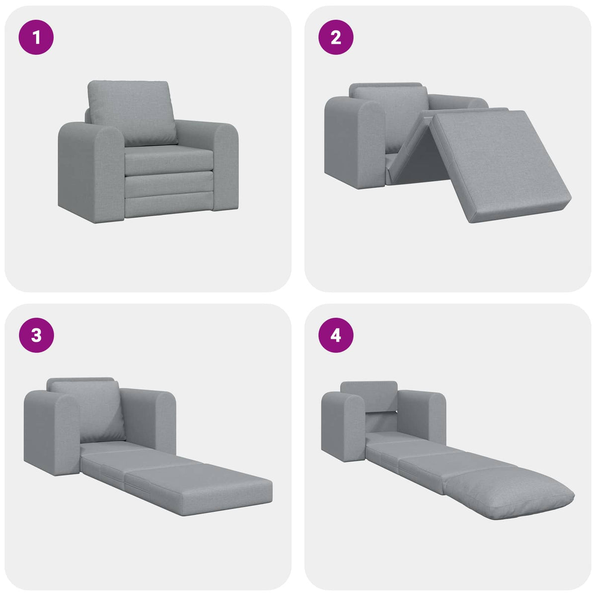 vidaXL Folding Sofa Bed Light Grey 98 x 71 x 83 cm Fabric