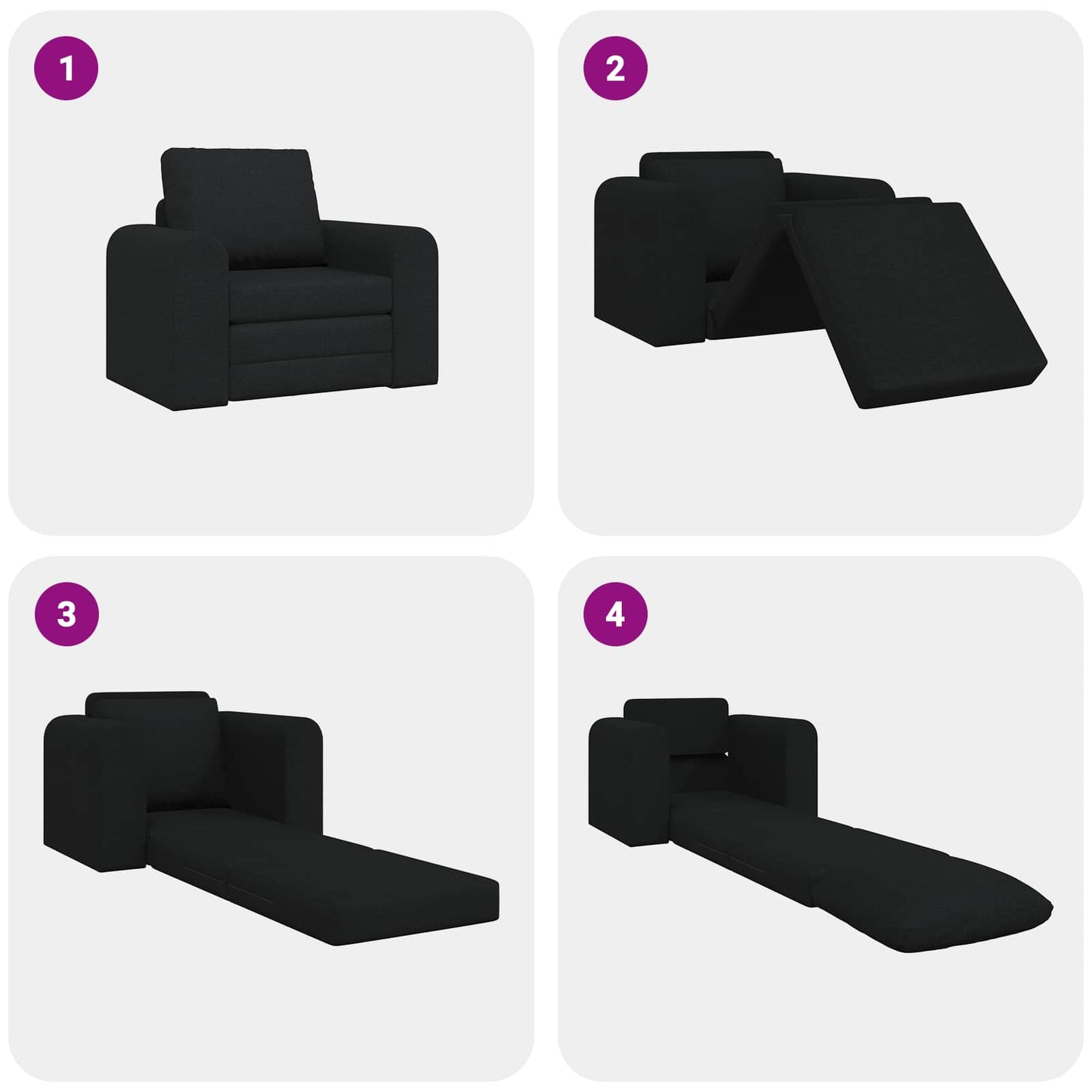 vidaXL Folding Sofa Bed Black 98 x 71 x 83 cm Fabric