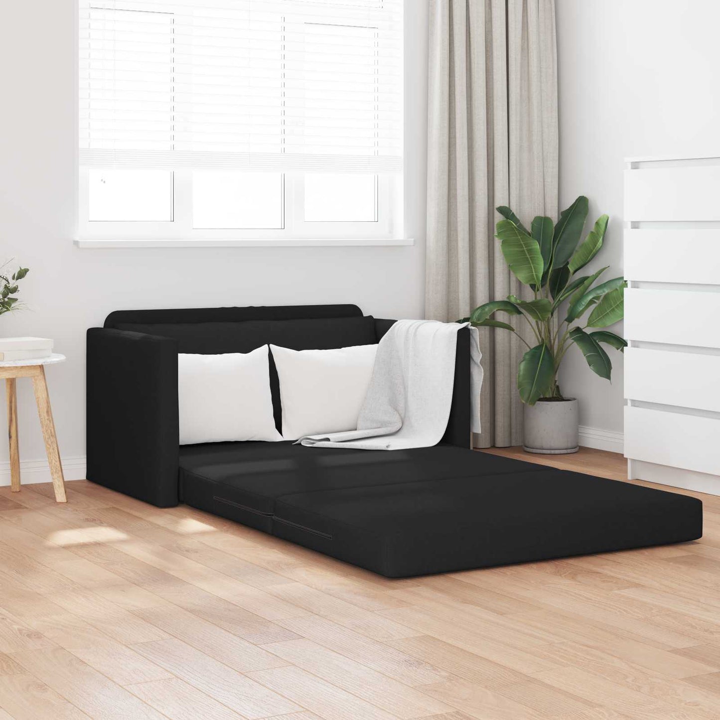 vidaXL Folding Sofa Bed 110cm Black Fabric