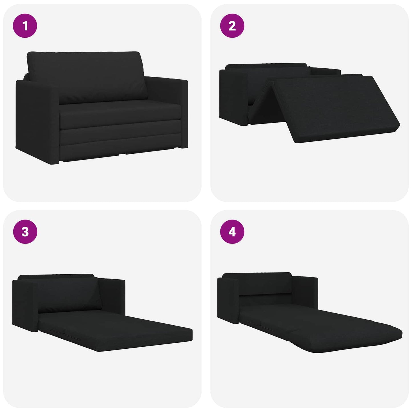 vidaXL Folding Sofa Bed 110cm Black Fabric