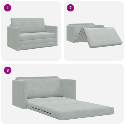 vidaXL Folding Sofa Bed Light Grey 124 x 71 x 78 cm Velvet