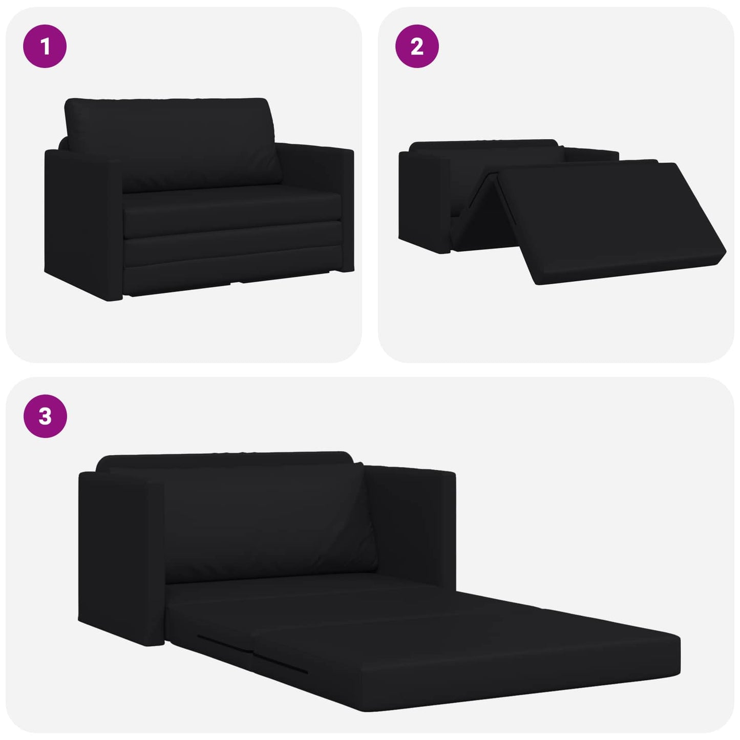 vidaXL Folding Sofa Bed Black 124 x 71 x 78 cm PVC