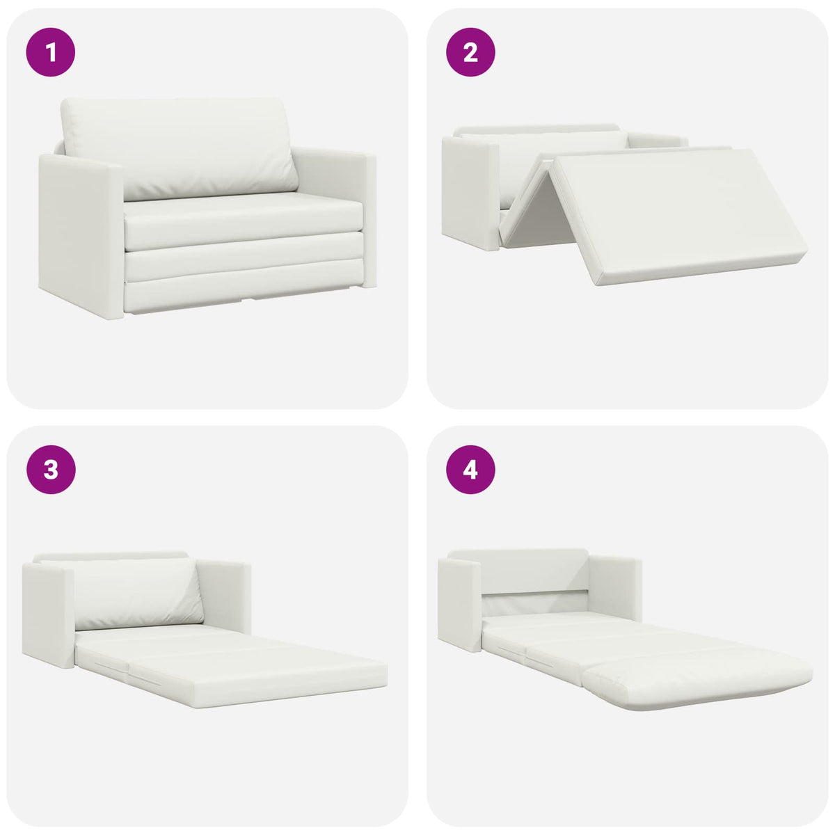 vidaXL Folding Sofa Bed White 124 x 71 x 78 cm Faux Leather