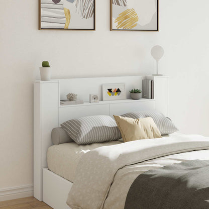 vidaXL Headboard Cabinet with LED White 140 x 16.5 x 103.5 cm