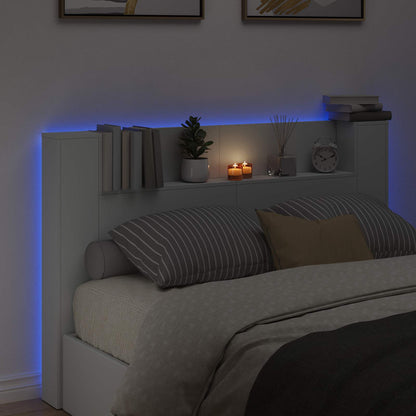 vidaXL Headboard Cabinet with LED White 160 x 16.5 x 103.5 cm