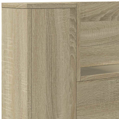 vidaXL Headboard Cabinet with LED Sonoma 160 x 16.5 x 103.5 cm
