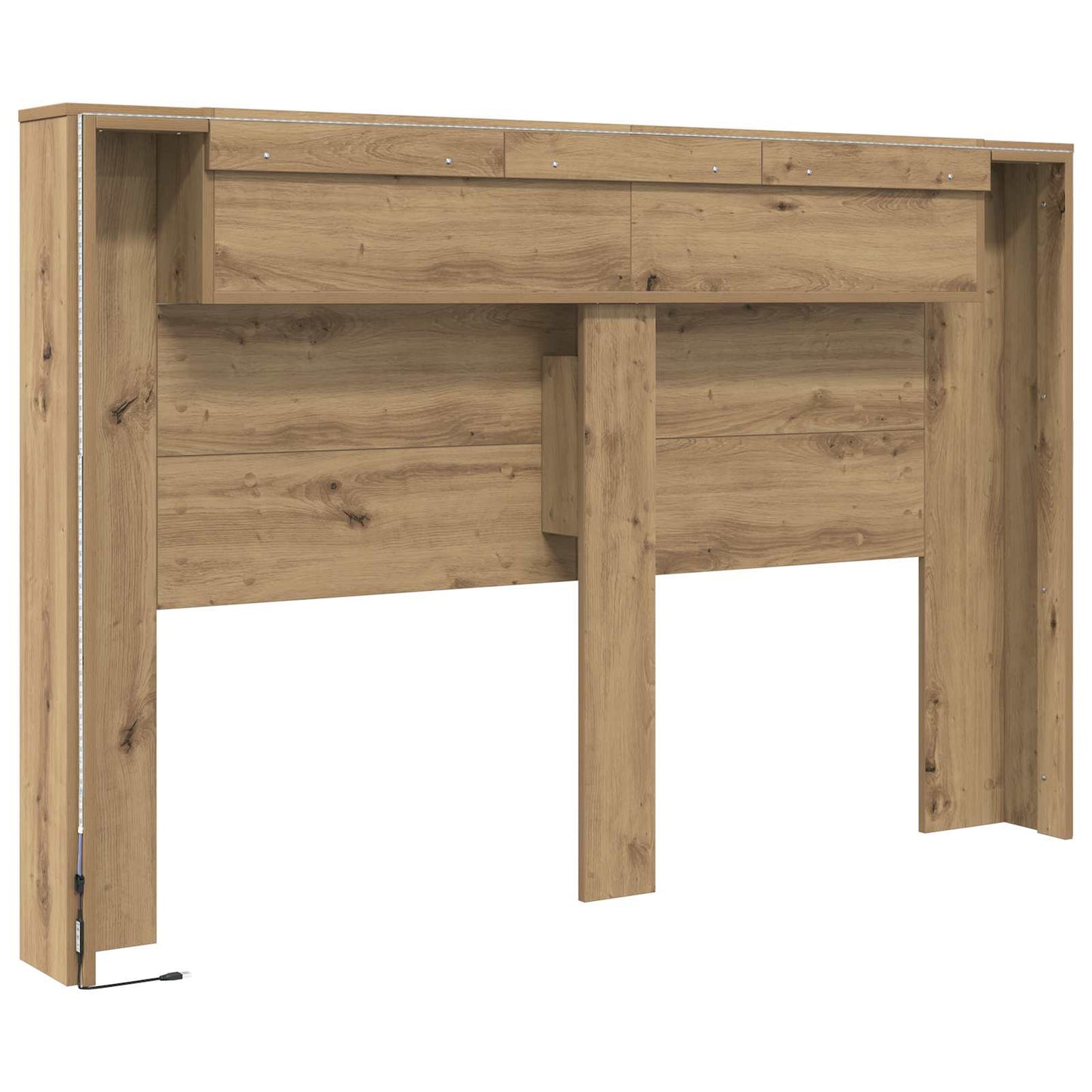 vidaXL Headboard Cabinet with LED Artisan Oak Engineered Wood