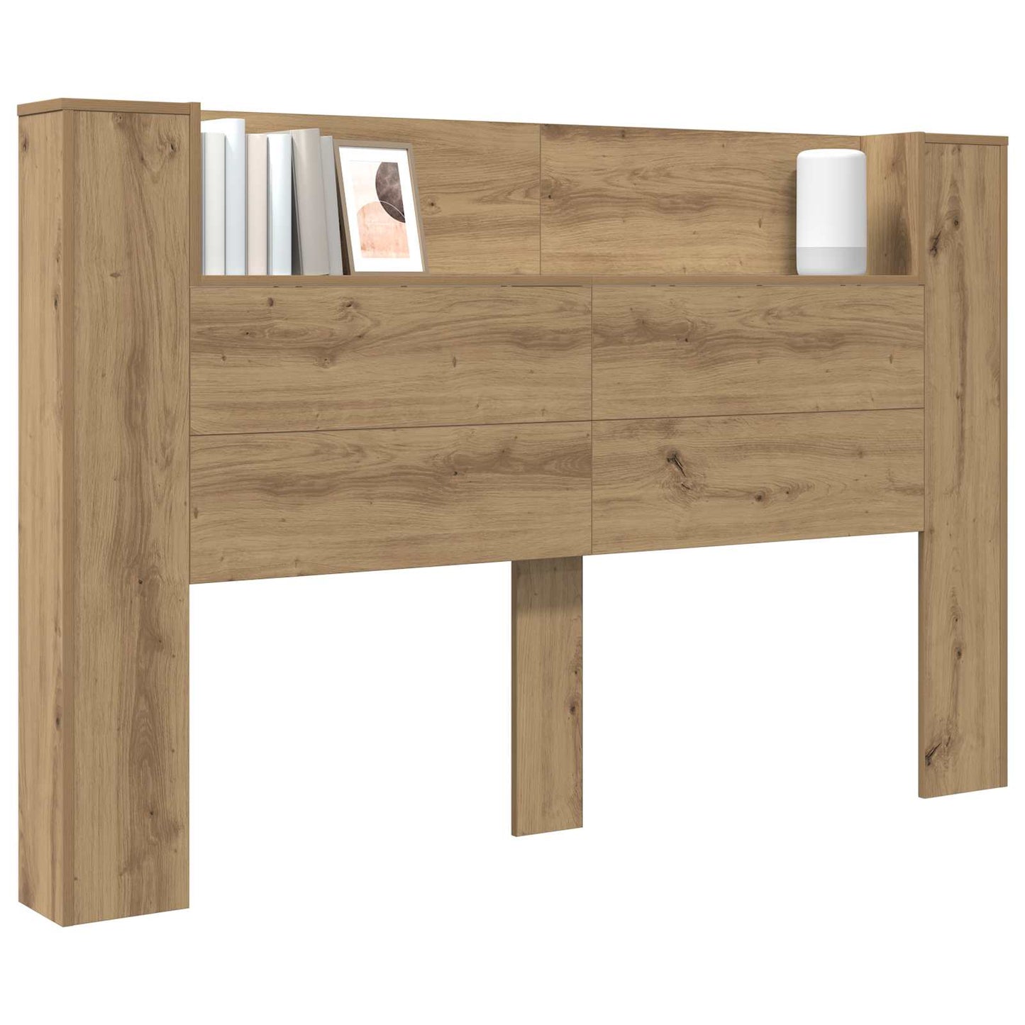 vidaXL Headboard Cabinet with LED Artisan Oak Engineered Wood