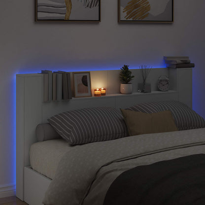 vidaXL Headboard Cabinet with LED White 180 x 16.5 x 103.5 cm