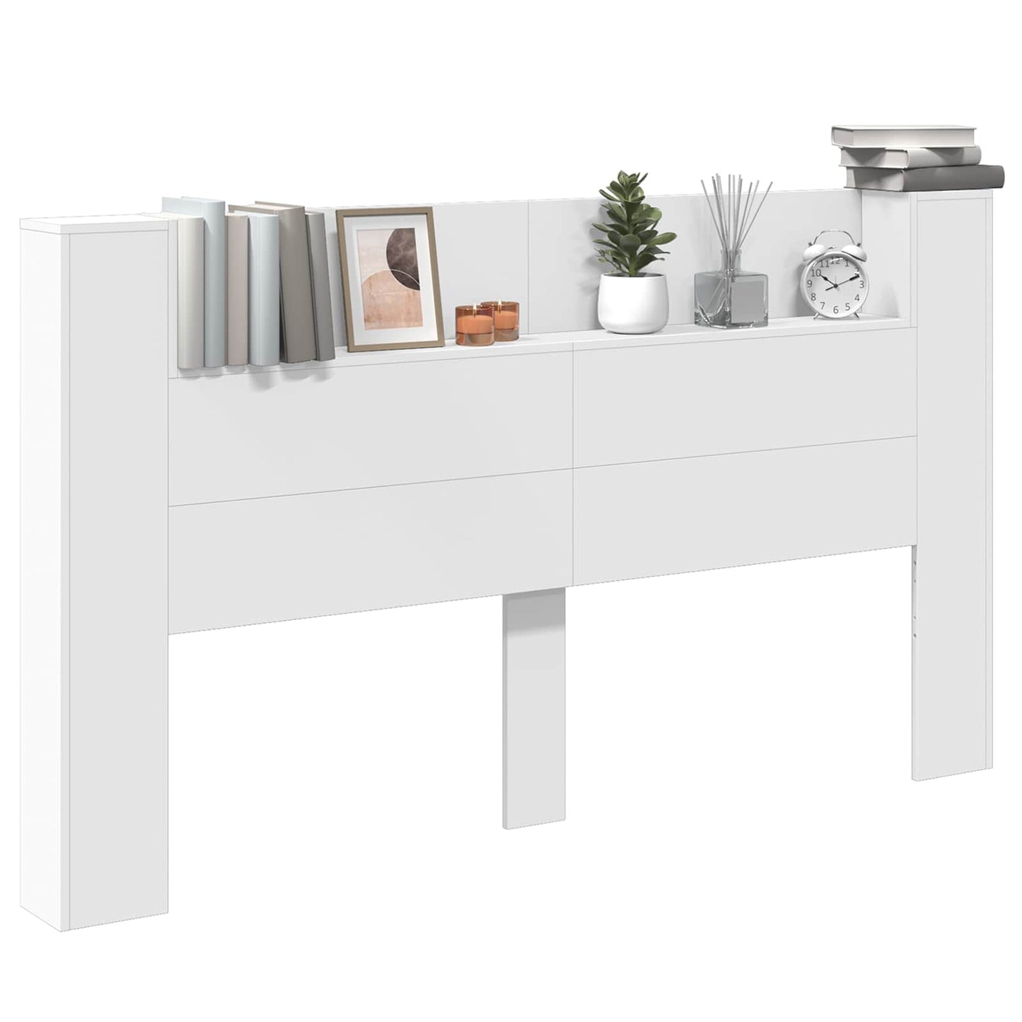 vidaXL Headboard Cabinet with LED White 180 x 16.5 x 103.5 cm