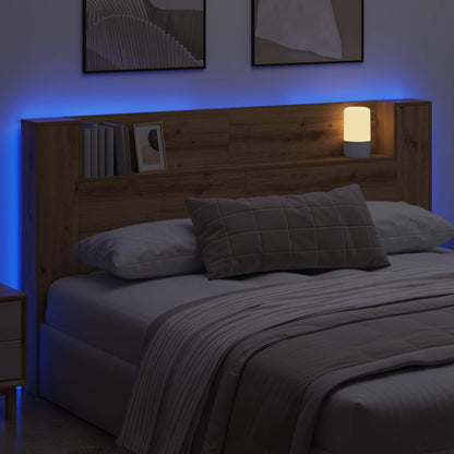 vidaXL Headboard Cabinet with LED Artisan Oak Engineered Wood