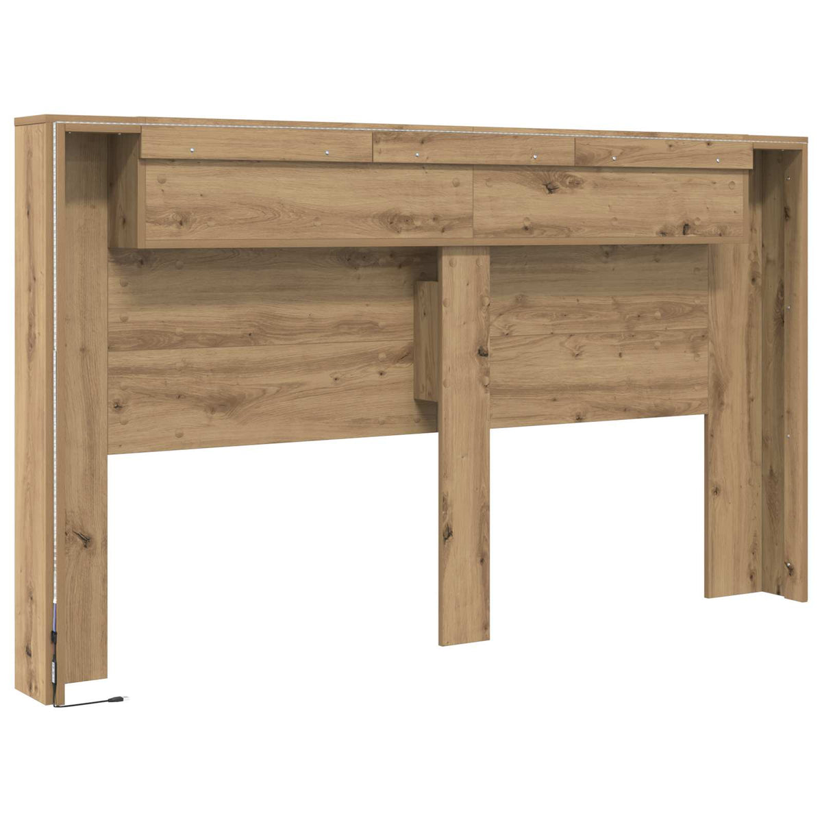 vidaXL Headboard Cabinet with LED Artisan Oak Engineered Wood