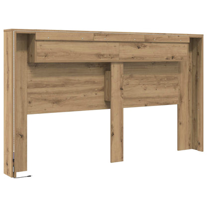 vidaXL Headboard Cabinet with LED Artisan Oak Engineered Wood