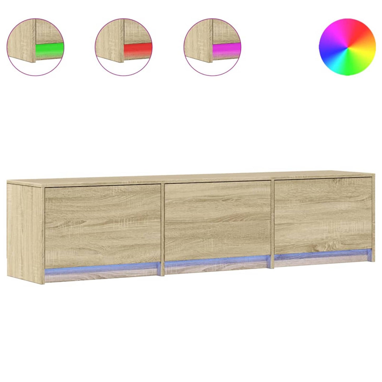 vidaXL TV Cabinet with LED Sonoma 165 x 34 x 40 cm Engineered Wood