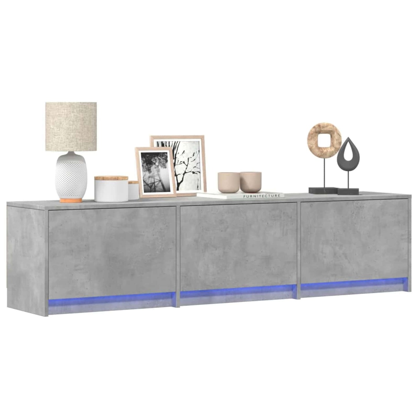 vidaXL TV Cabinet with LED Concrete 165 x 34 x 40 cm Engineered Wood