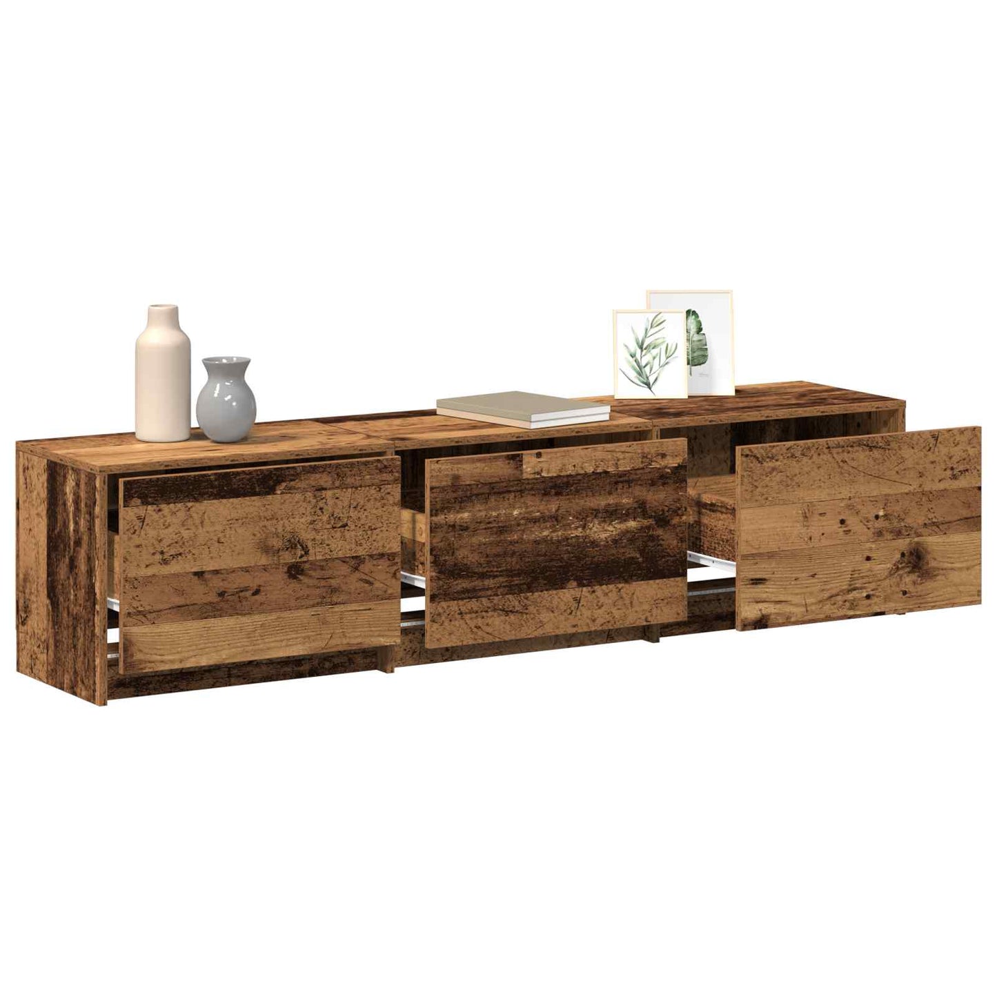 vidaXL TV Cabinet with LED Old Wood 165 x 34 x 40 cm Engineered Wood