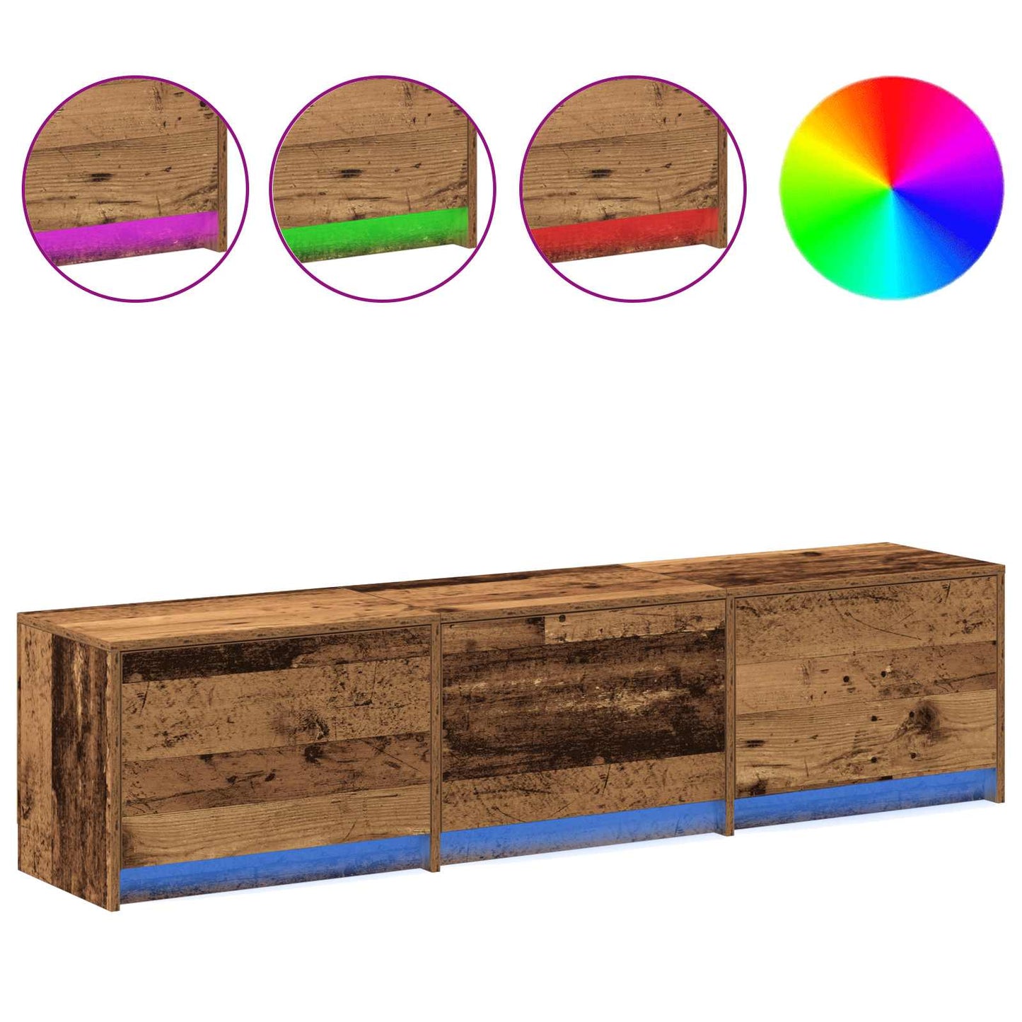 vidaXL TV Cabinet with LED Old Wood 165 x 34 x 40 cm Engineered Wood