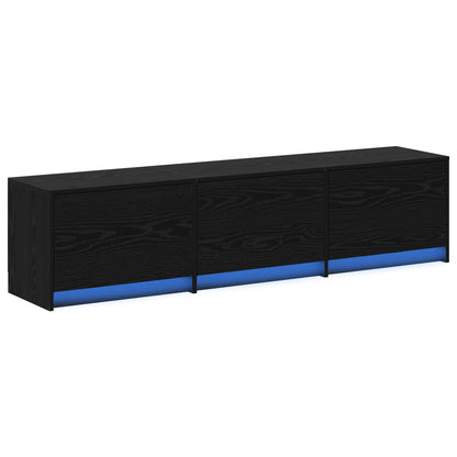vidaXL TV Cabinet with LED Black Oak 165 x 34 x 40 cm Engineered Wood
