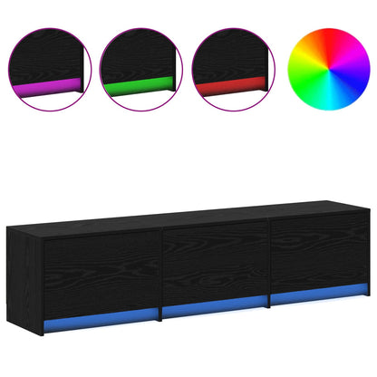 vidaXL TV Cabinet with LED Black Oak 165 x 34 x 40 cm Engineered Wood