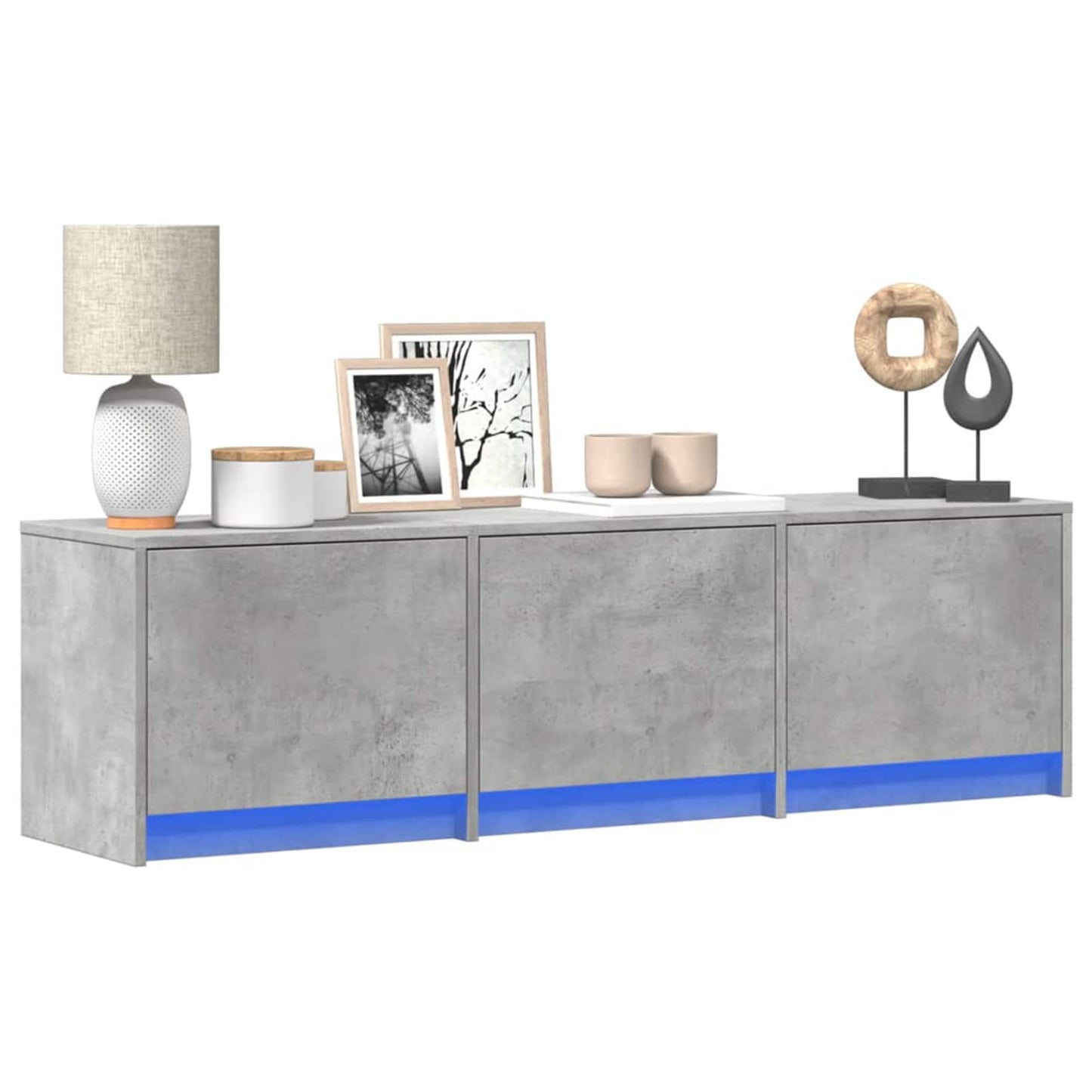 vidaXL TV Cabinet with LED Concrete 140 x 34 x 40 cm Engineered Wood