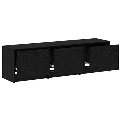 vidaXL TV Cabinet with LED Black Oak 140 x 34 x 40 cm Engineered Wood