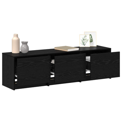 vidaXL TV Cabinet with LED Black Oak 140 x 34 x 40 cm Engineered Wood