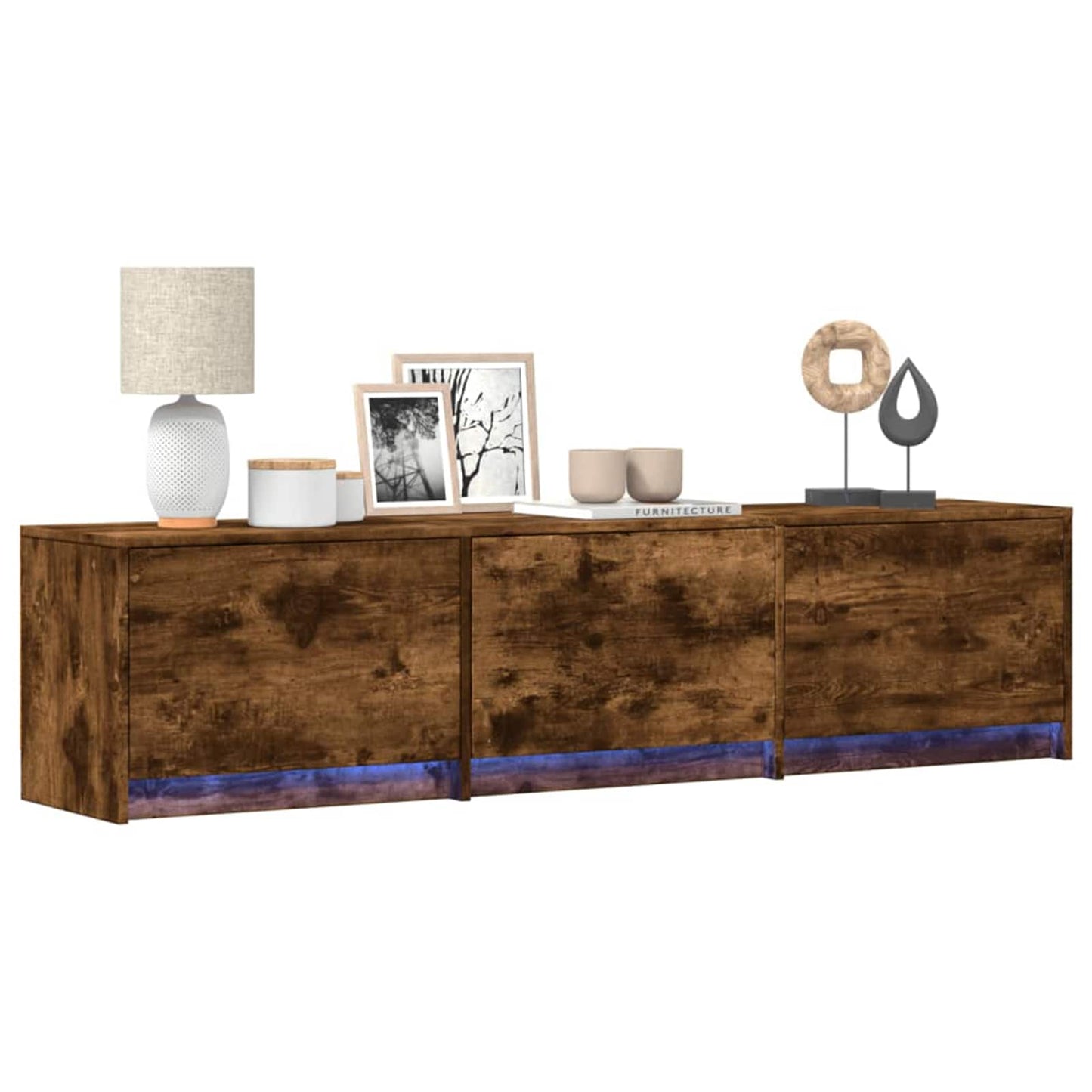 vidaXL TV Cabinet with LED Smoked Oak 165 x 34 x 40 cm Engineered Wood