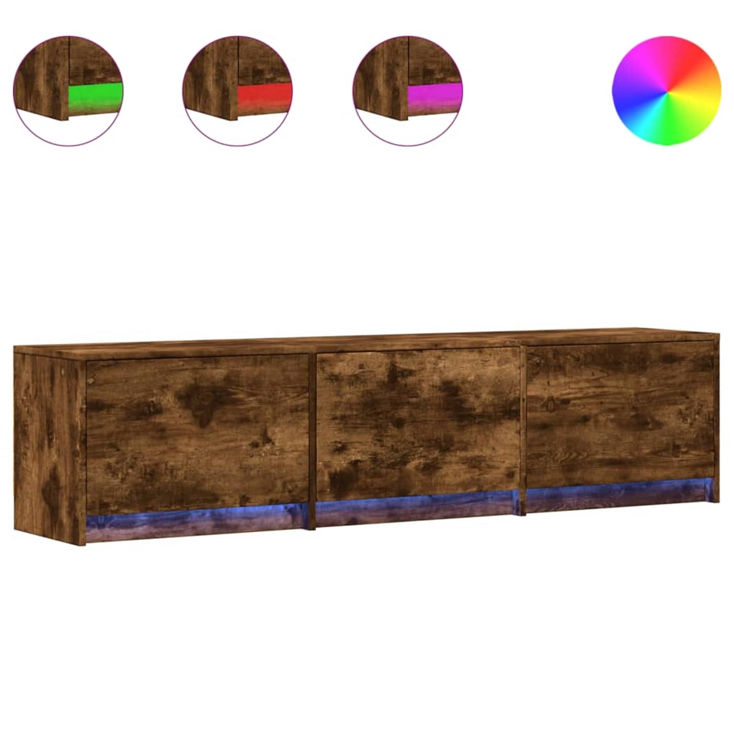 vidaXL TV Cabinet with LED Smoked Oak 165 x 34 x 40 cm Engineered Wood