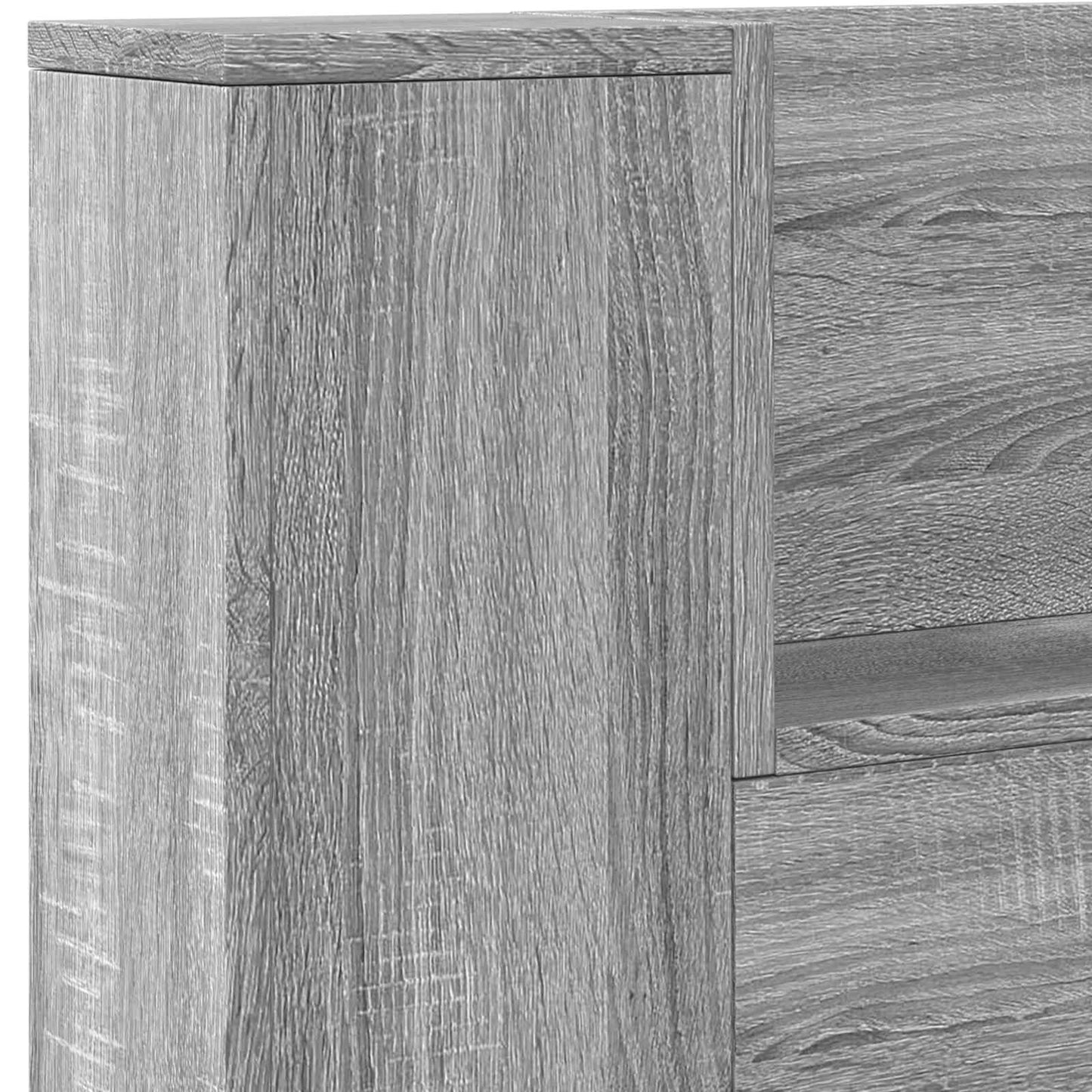 vidaXL Headboard Cabinet with LED Grey Sonoma 140 x 16.5 x 103.5 cm