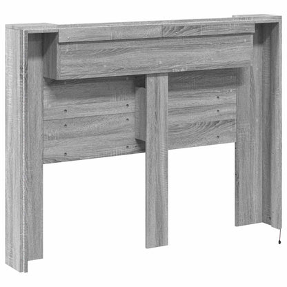vidaXL Headboard Cabinet with LED Grey Sonoma 140 x 16.5 x 103.5 cm